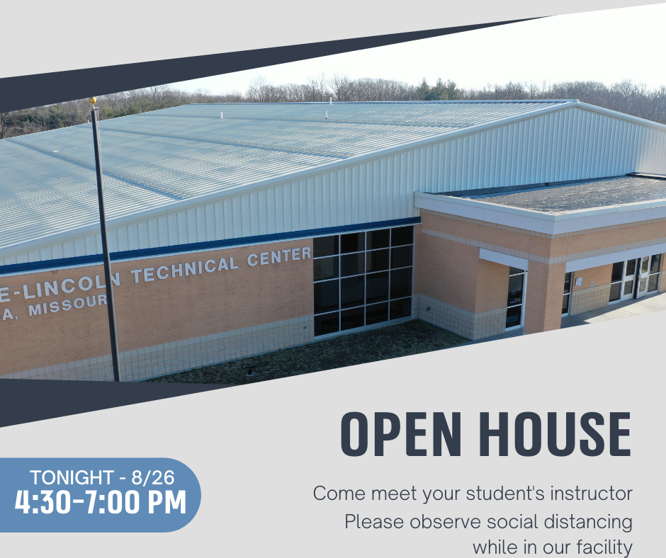 Picture of school with times for open house