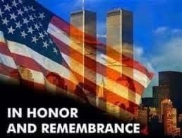 in honor and remember and flag and twin towers